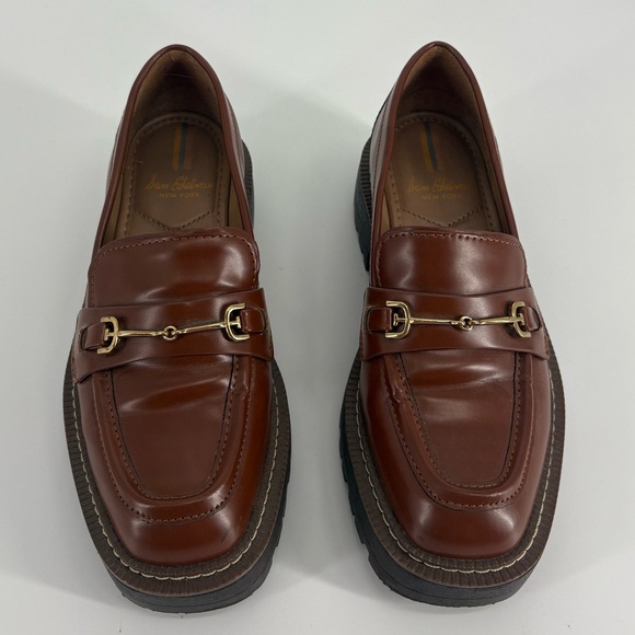 Sam Edelman Laurs Brown Lug-Sole Leather Loafer - Picture 2 of 10